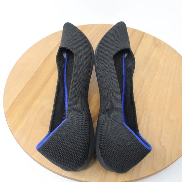 Rothys Shoes Womens 8.5 The Point Ballet Flats Black Knit Work Business Office - Picture 5 of 10
